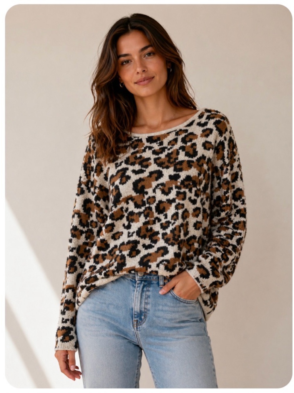 NEW LEOPARD PRINT S Soft Comfy woman crew neck sweater soft capsule quiet luxury